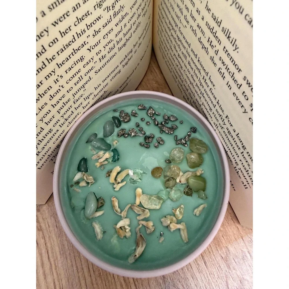 BILLS? PAID Candle – Pyrite, Green Aventurine Wealth Manifestation Candle